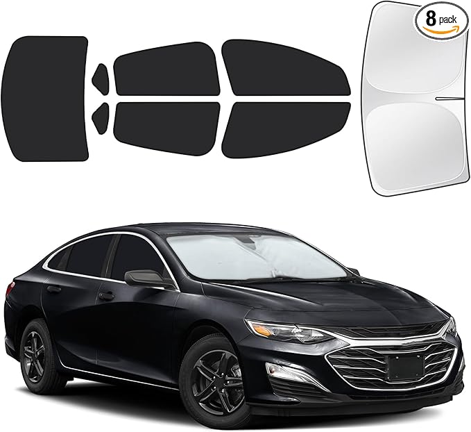for Chevrolet Malibu 2016-2024 Car Window Shades, 8pcs Privacy Sun Shade Set for Front Windshield Side and Rear Windows, Full Window Covers Keeps Vehicle Cool for Camping Napping