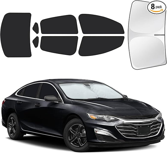 for Chevrolet Malibu 2016-2024 Car Window Shades, 8pcs Privacy Sun Shade Set for Front Windshield Side and Rear Windows, Full Window Covers Keeps Vehicle Cool for Camping Napping
