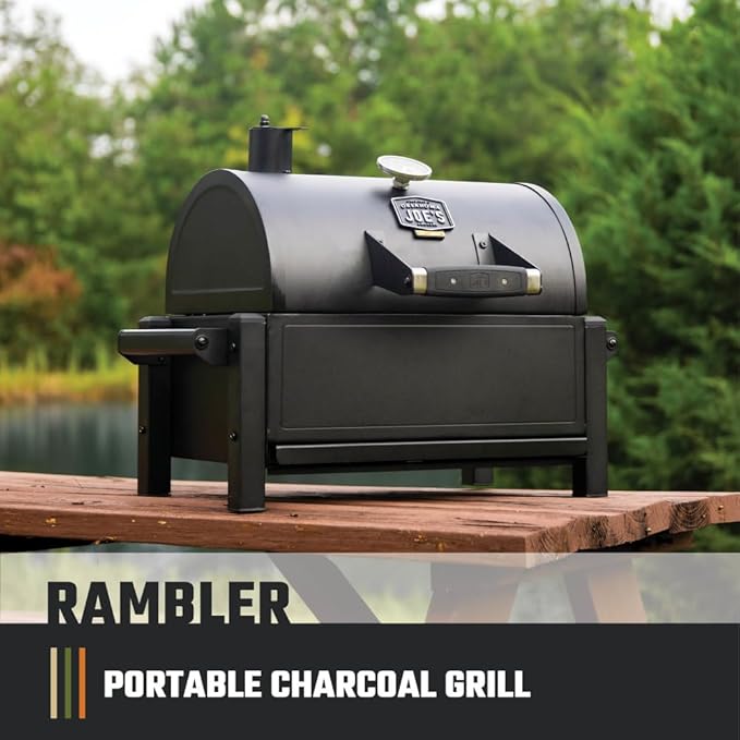 Oklahoma Joe's Rambler Portable Charcoal Grill with 218 sq. in. Cooking Area, Portable Grill, Black