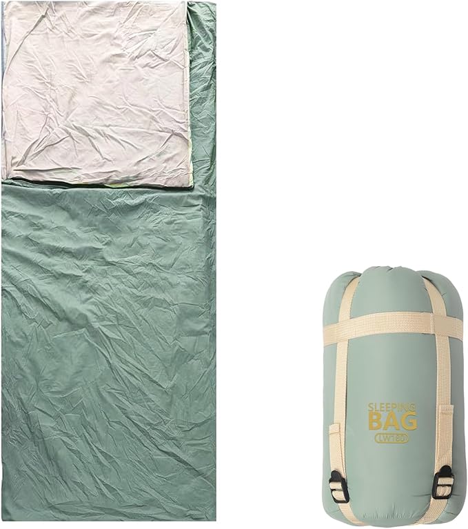 Compact Ultra Lightweight Sleeping Bag Envelope Backpacking Bag with Compression Sack for Adults Warm Weather Camping, Traveling, Hiking