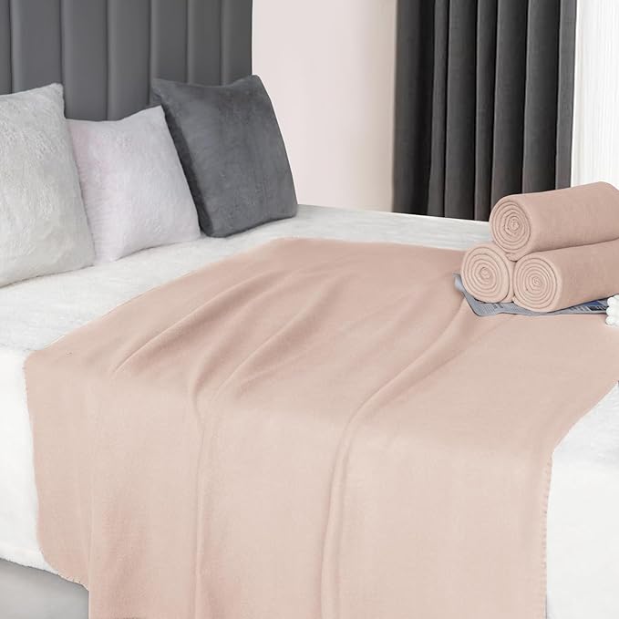 ZYFZCYBL Fleece Throw Blanket Blankets Bulk 6 Pack Soft Lightweight for Cozy Polar Fleece 50 x 60 Solid Pet-Friendly Colorful Bed Sofa Couch Fleece Fabric Travel Wedding Gift（Taupe）