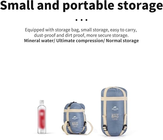 Naturehike Ultralight Sleeping Bag - Envelope Lightweight Portable, Waterproof, Comfort with Compression Sack - Great for 3 Season Traveling, Camping, Hiking