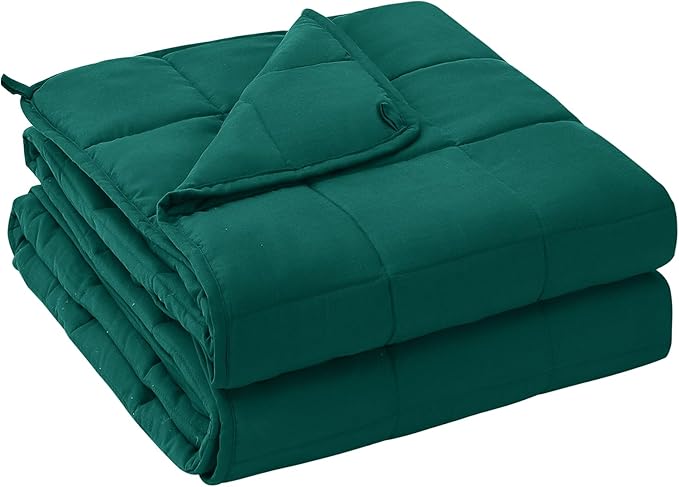 yescool Weighted Blanket for Adults (20 lbs, 48" x 72", Dark GreenG) Cooling Heavy Blanket for Sleeping Perfect for 140-160 lbs, Twin Size Breathable Blanket with Premium Glass Bead, Machine Washable