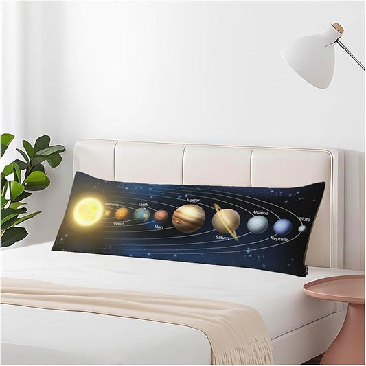 20"X54" Body Pillow Case Solar System, Galaxy Planet Outer Universe Space Side Sleeper Body Pillow Covers Long Pillowcase Protector Accent Body Cushion Cover for Couch Bed Sofa Car
