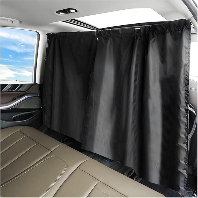Car Divider Privacy Curtains Sun Shade, Car Window Camping Travel Shades Partition Screen, Automotive Interior Front Rear Seat Blackout Partition Space Protect for Sleeping Baby Kids