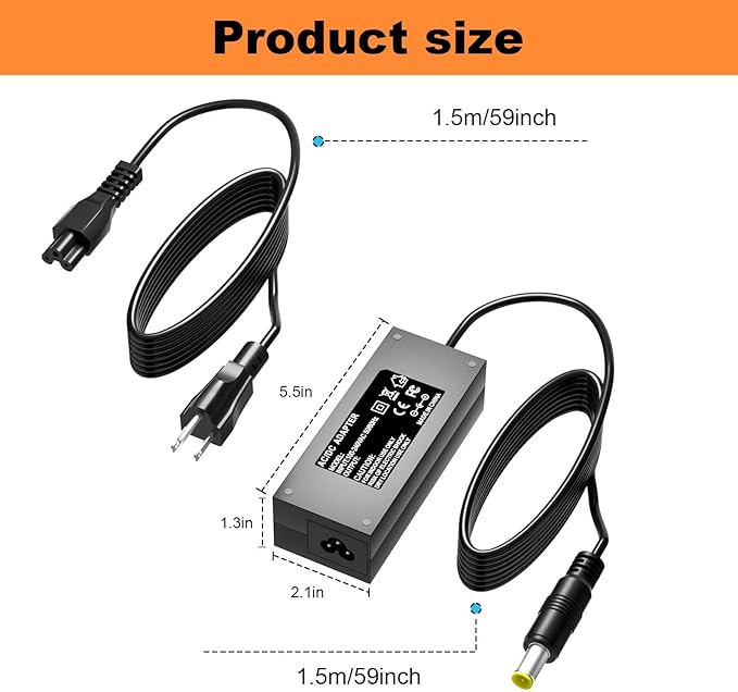 65W Charger for Anker 521 Portable Power Station A1720 Anker 521 523 533 A1730 A1731 Powerhouse II 300 256Wh 288Wh 389Wh 300W/200W Solar Generator Power Supply Cord Cable Charger