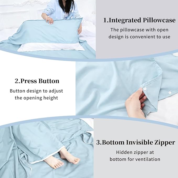 Sleeping Bag Liner Lightweight Compact Sleeping Bag Sack Portable Clean Travel Sheet Camping Sleep Sheet for Backpacking Hotel Hiking