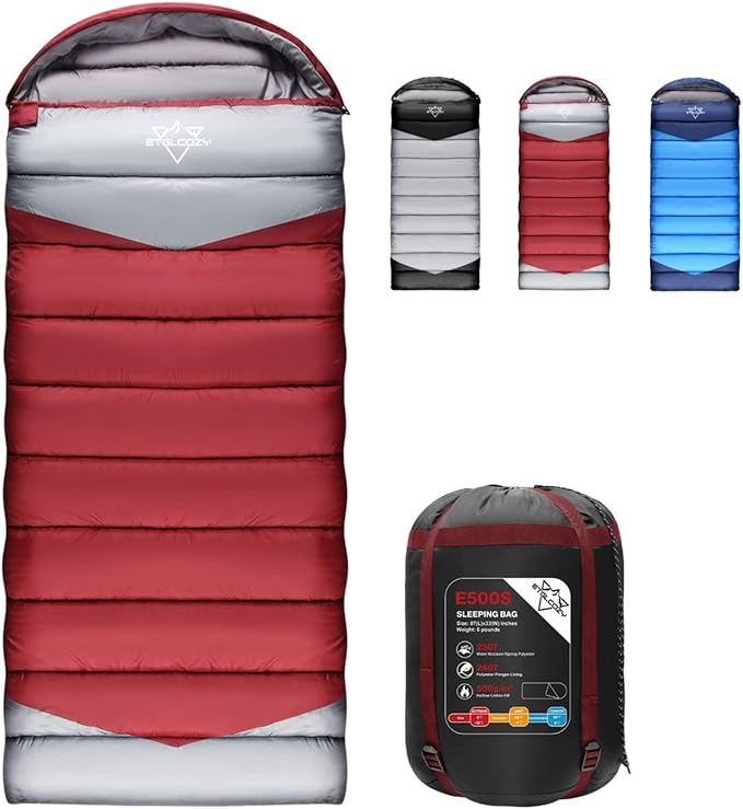 Lightweight 3-Season Sleeping Bag for Adults/Kids Camping, Compact w/Compression Sack, Waterproof Ripstop, Portable for Backpacking Hiking Travel