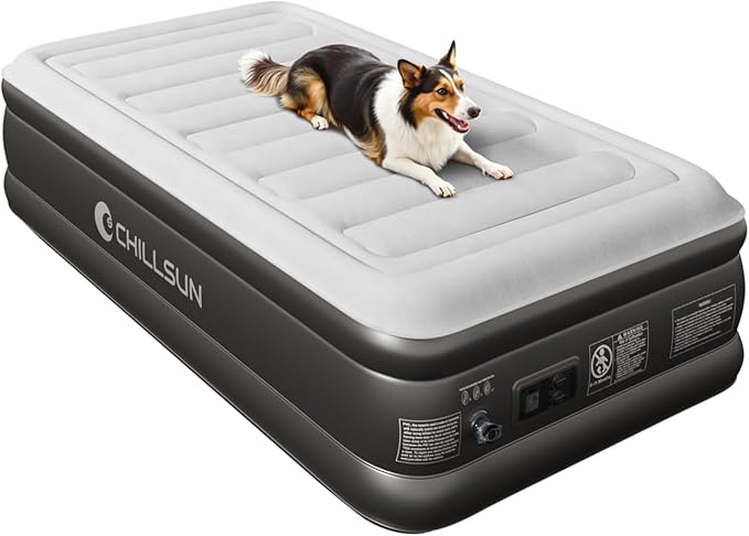 CHILLSUN 2026 Upgraded Twin Air Mattress with Built in Pump, 3 Mins Quick Self-Inflation Inflatable Airbed Puncture-Resistant, Leak-Proof Blow Up Mattress for Home Portable Camping Travel