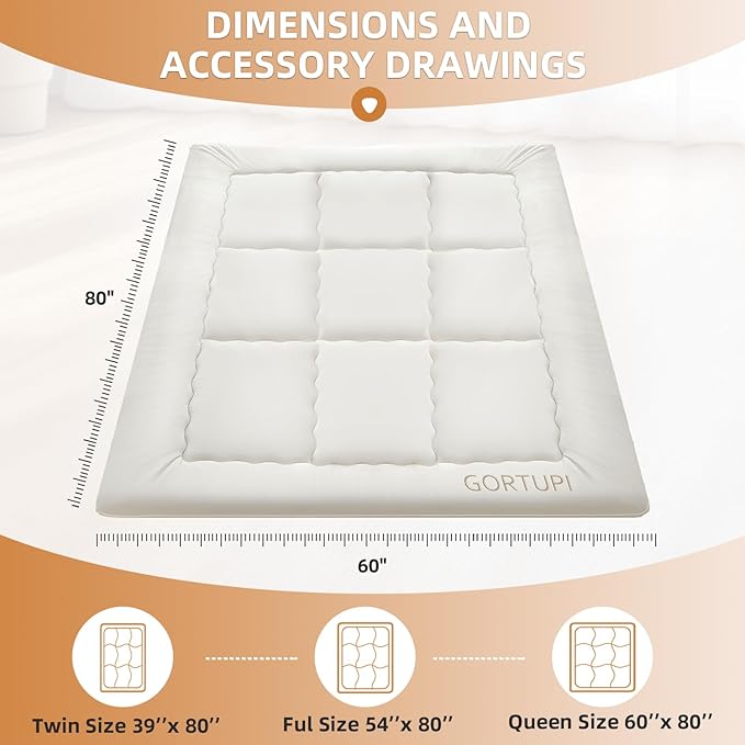 Japanese Floor Futon Queen Foldable Futon Mattress for Floor Tatami Mattress Portable Rollaway Bed for Guest Playmat for Kids Tatami Sleeping Pad Japanese Mattress for Adults Beige A