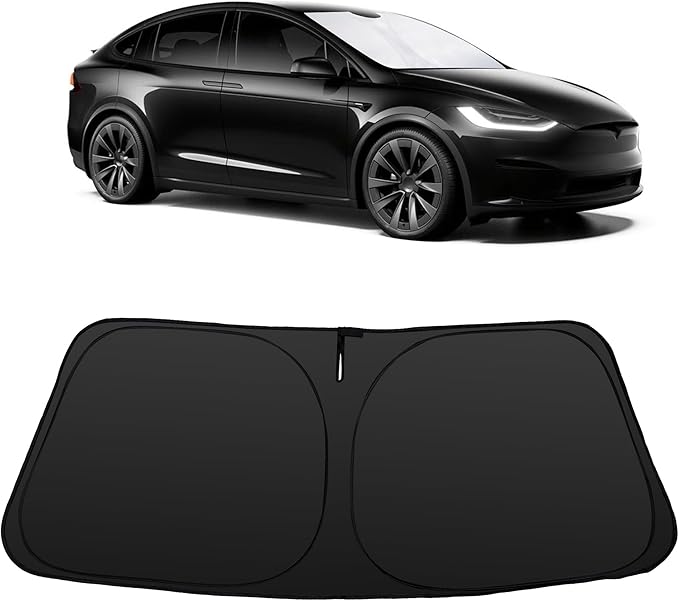 Windshield Sun Shade Compatible with 2016-2026 Tesla Model X Tesla X Accessories Foldable Sunshade Front Sun Visor Protector Keep Car Cooler