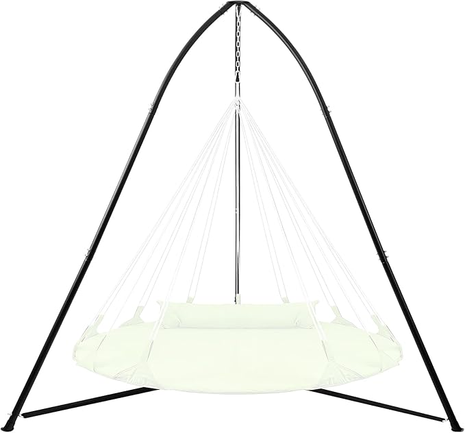 Hammock Chair Stand for Multi-Use, Heavy-Duty Hammock Chair Stand for Indoor & Outdoor, with Height Adjustable Triangular Design, 330 lbs Capacity Hanging Chair Stand, Stand Only - Black