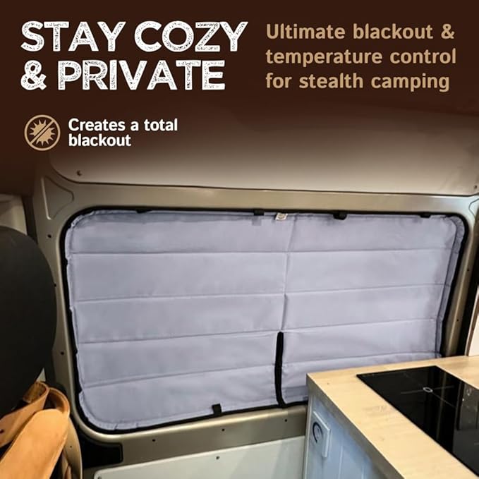 Living in a Bubble Insulated Blackout Sliding Door Window Cover for RAM Promaster Van Year 2014-2026 (Bare Metal Frame)
