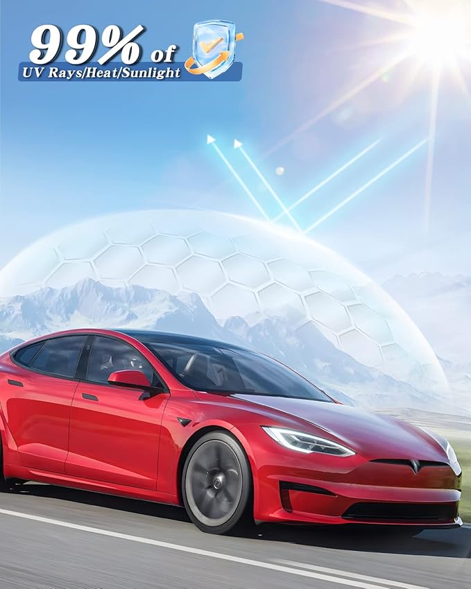 Black Sunshade Roof for Tesla Model 3 2018-2023/ Model 3 Highland 2024-2026 Accessories Roof Sun Shade, Sun Protection Heat Insulation No Gap Keep Cool UV Ray Protection, Easy to Install