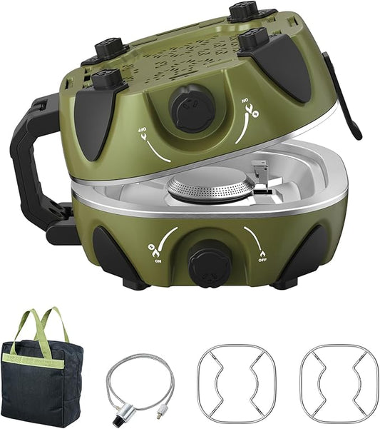 BODEGA 2 Burner Camping Stove, 20000 BTU Folding Propane Camp Stove with Adjustable Burners,Portable Dual Gas Stoves with Carry Handle&Bag for Camping,BBQ,RV,Home,Camping Essentials Gear