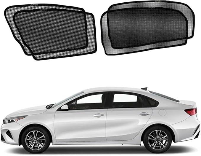 BWEN Car Window Shades for Kia Forte 2019-2024 Magnetic Window Curtain with Breathable Mesh Blocking 99% Sun Glare and Heat Keep Vehicle Cool for Sleepping, Camping (4PCS)