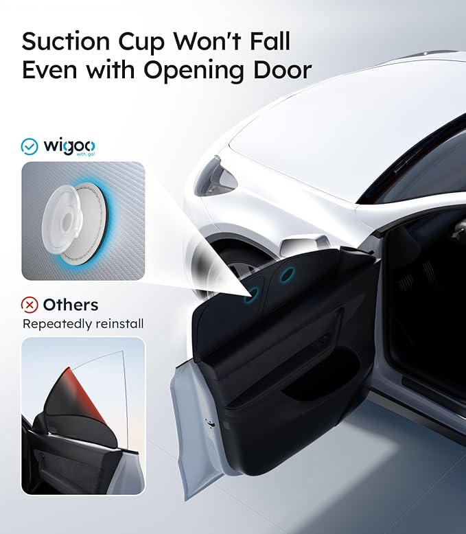 Wigoo 2026 Upgrade Tesla Model 3 Side Window Sunshade [Ice-Crystal Cool, Suction No-Fall] Sun Block for Baby & Camping & Privacy Napping, 6PCS No Rear and Front Windshield for Model 3 2024-2026