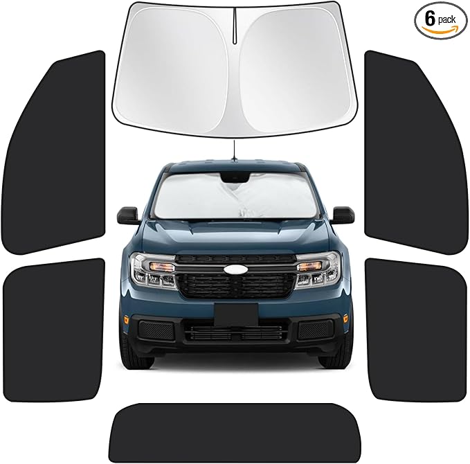 for Ford Maverick 2022–2025 Car Window Shades, 6pcs Privacy Sun Shade Set for Front Windshield Side and Rear Windows, Full Window Covers Keeps Vehicle Cool for Camping Napping