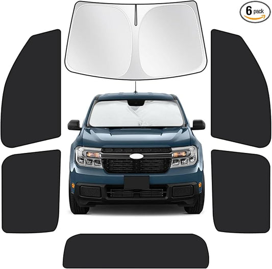for Ford Maverick 2022–2025 Car Window Shades, 6pcs Privacy Sun Shade Set for Front Windshield Side and Rear Windows, Full Window Covers Keeps Vehicle Cool for Camping Napping