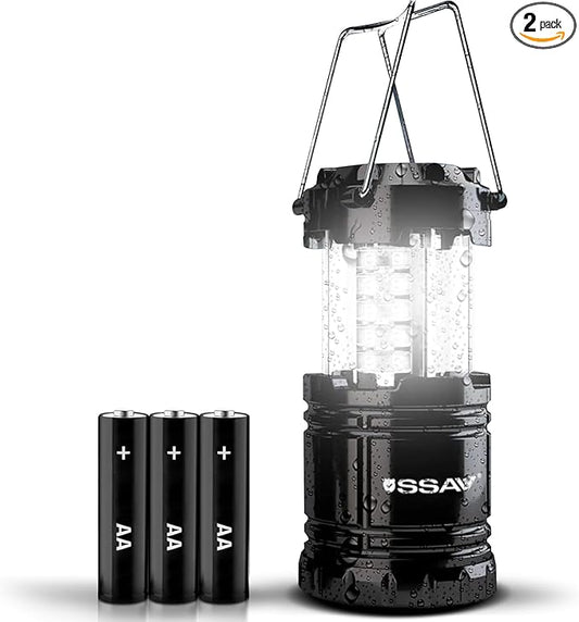 LED Camping Lantern, LED Lanterns, Suitable Survival Kits for Hurricane, Emergency Light for Storm, Outages, Outdoor Portable Lanterns, Collapsible | Batteries Included (1 Pack Black)