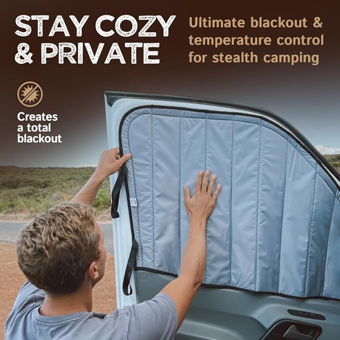 Living in a Bubble Insulated Blackout Front Window Covers (Pair) for Mercedes Sprinter Van Year 2019-2026, VS30