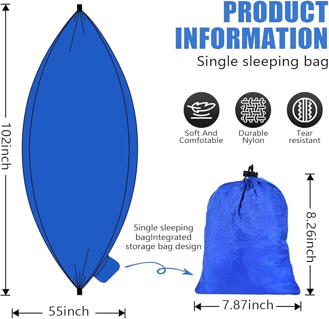 OBTANIM Camping Hammock 500lbs Portable Lightweight Single or Double Hammock with Tree Straps and Carry Bag for Camping Backpacking Hiking Travel Beach Outdoor Indoor (Dark Blue)