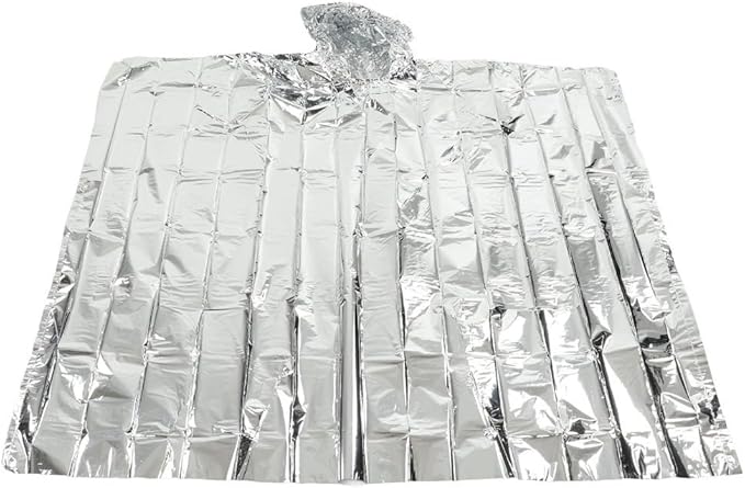 Emergency Blanket - Water Proof Aluminum Film Thermal Insulation for Outdoor Survival, Camping & Hiking - Compact & Lightweight (127x100cm)‌