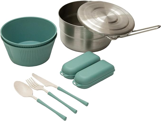 Stansport Stainless Steel Camping Cookware Set – Durable Nesting Mess Kit for Backpacking, Hiking & Outdoor Cooking – Compact Portable Pot & Pan with Carry Bag – Multiple Sizes for Family to Solo Use