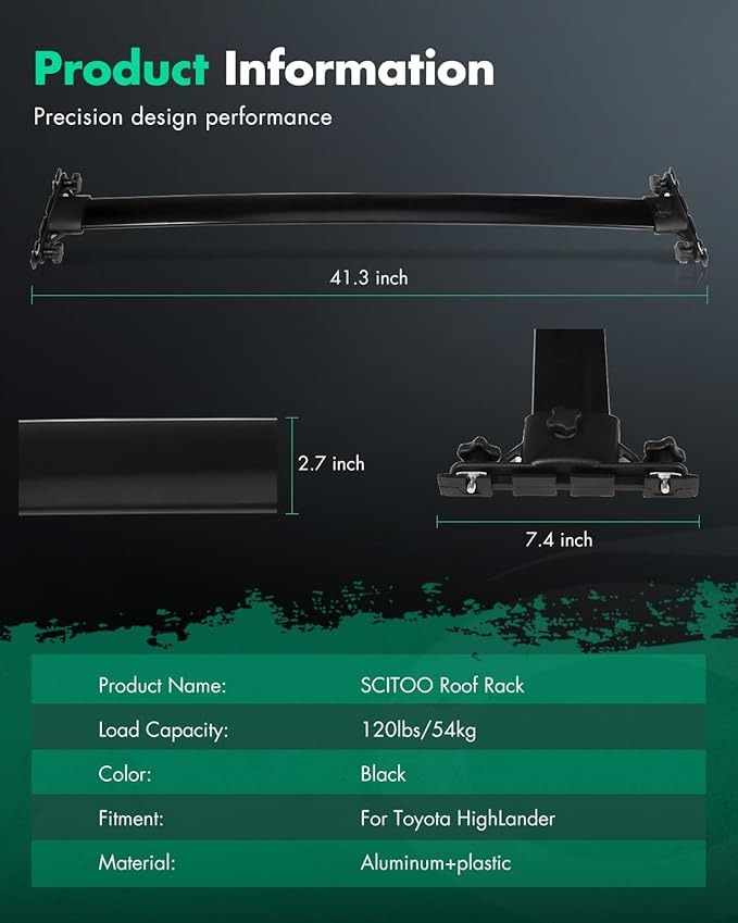 SCITOO 120 LBS Roof Rack Cross Bars Fit for Toyota 08-13 Highlander Black