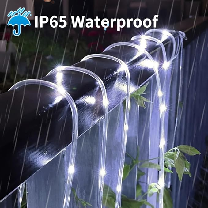 LairtPOW Solar Rope Lights 39FT 100LEDs,IP65 Waterproof Outdoor String Light, Palm Tree Lights for Party Garden Yard Pathway Patio Wedding Christmas Halloween Holiday Decoration (Cool White)