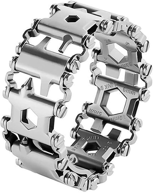 Multitool Bracelet 29 in 1, 22cm Stainless Steel, Outdoor Travel Men Watch Strap, Trend Bracelet with A Pry Tool