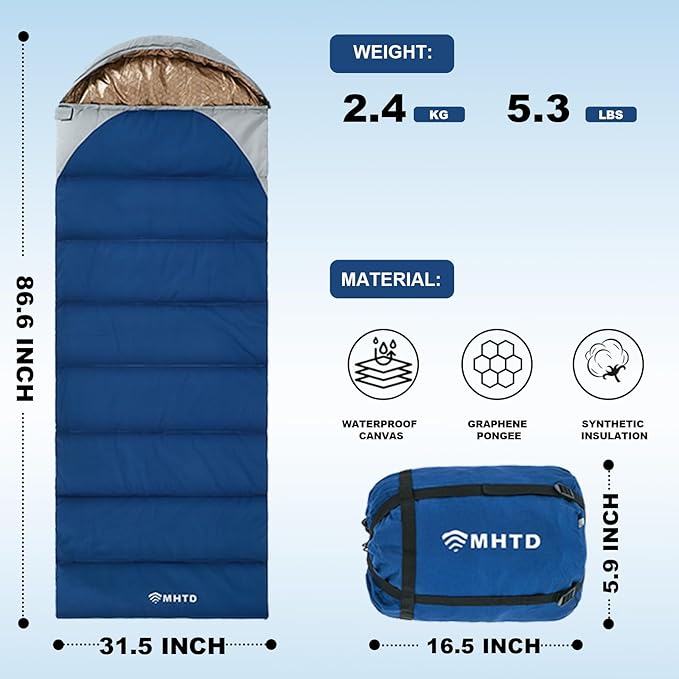 Sleeping Bag for Adults All Season 0 Degree,Cotton Canvas with YKK Zipper Compact Backpacking Mummy Camping Sleeping Bag