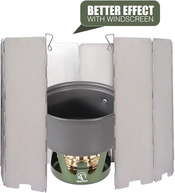 REDCAMP Mini Alcohol Stove for Backpacking, Lightweight Brass Spirit Burner with Aluminium Stand for Camping Hiking, Green