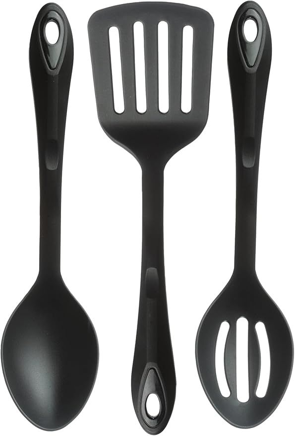 Coghlan's 3-Piece Nylon Utensil Set – Slotted Spoon, Spatula, and Serving Spoon – Heat-Resistant, Lightweight, Durable, and Nonstick-Safe Kitchen Essentials for Camping or Everyday Use
