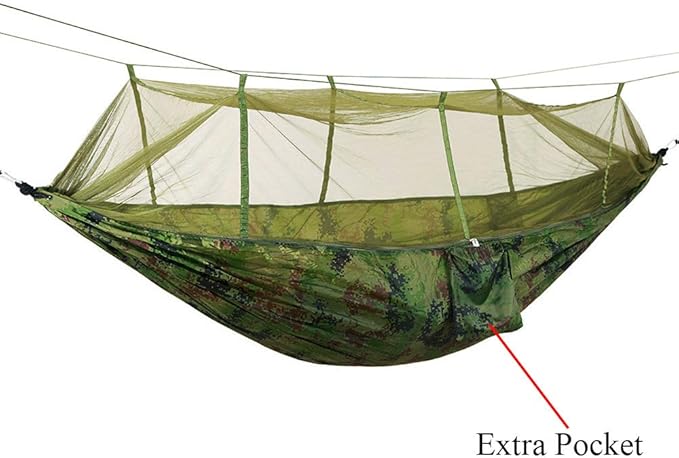 Camping Hammock 2 Person Hammocks with Net, Tent, Tree Straps Heavy Duty Waterproof Lightweight Nylon Portable Hammock for Hiking Outdoor Travel Beach Survival Backyard