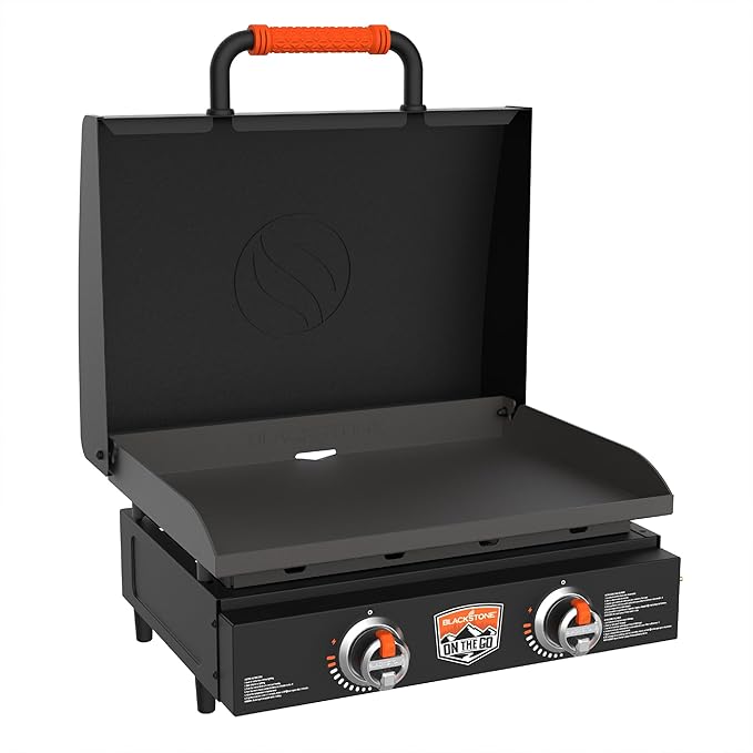 Blackstone OTG 22" Tabletop Griddle Plate with Built-In Hood, Black - Portable Grill for Camping, Tailgates, and On-the-Go Cooking