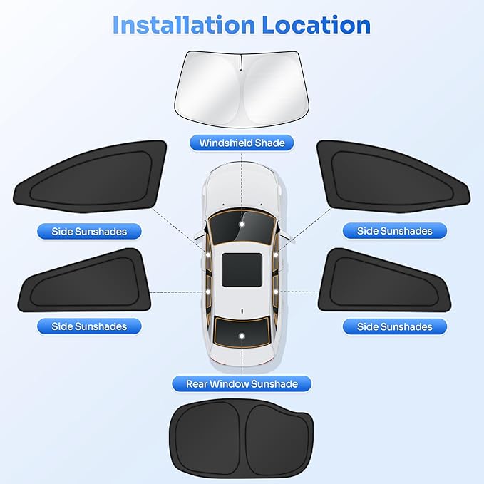 Canvcle Window Shades for 2016-2022 Toyota Prius Hatchback Accessories Windshield Sun Shade Side Rear Window Cover Sunshade Sun Visor Shield Privacy Protection for Camping Keep Vehicle Cool Black 6PCS