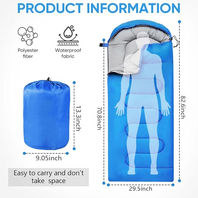 OBTANIM Sleeping Bags Portable Waterproof Camping Sleeping Bag for Adults Kids 4 Seasons Cold Weather or Warm Backpacking Hiking Travel Indoor Outdoor Use
