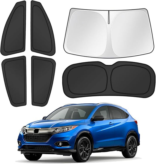 Canvcle Window Shades for Honda HRV 2016-2022 HR-V Accessories Windshield Sun Shade Side Rear Window Cover Sunshade Sun Visor Shield Privacy Protection for Camping Keep Vehicle Cool Black 6PCS