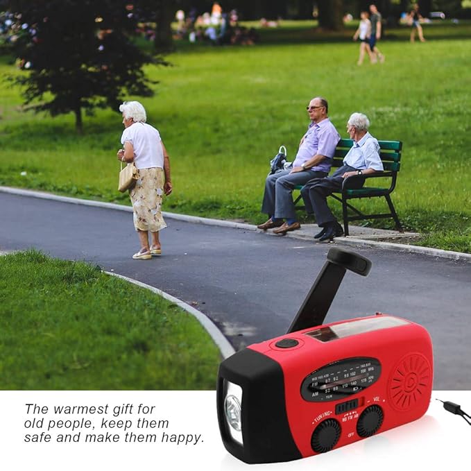 Portable Solar Emergency Weather Radio Hand Crank AM/FM NOAA Survival Radio with LED Flashlight 2000mAh Cellphone Charger for Smart Phone for Home Outdoor Camping Traveling Earthquake
