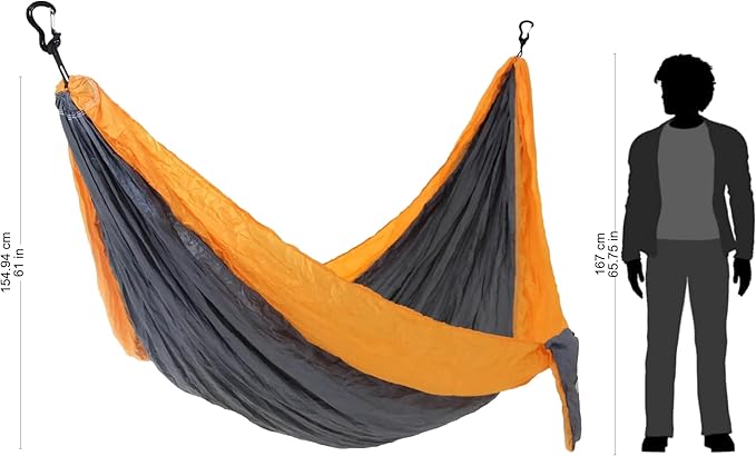 NOVICA Grey with Orange Trim Parachute Portable 1 Person Camping Hammock with Hanging Straps, 'Morning Dreams' (Single)