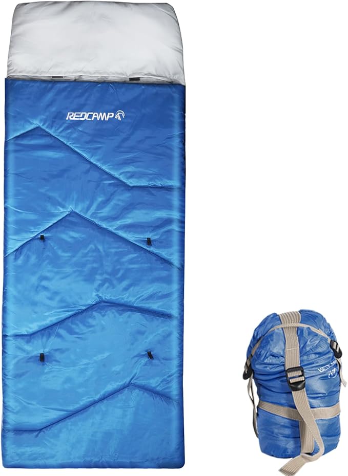 REDCAMP Kids Mummy Sleeping Bag for Camping, 3 Season Cold Weather Sleeping Bag Fit Boys,Girls & Teens, Blue/Rose Red