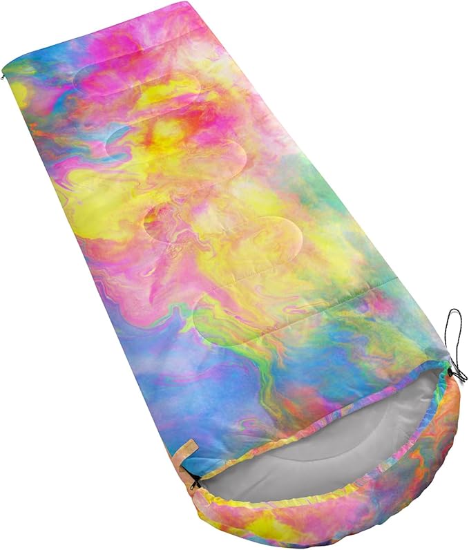 QOOMO Axolotl Cute Camping Sleeping Bags,3 Season Warm & Cool Weather,Lightweight,Waterproof Sleeping Bags for Adults & Kids,Traveling,and Outdoors