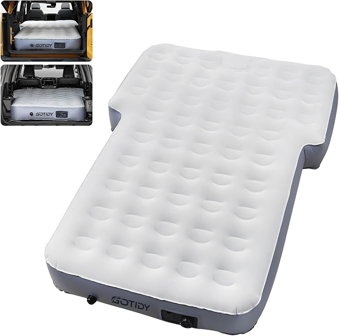 65''SUV Air Mattress Pad for SUV Trunk, 10 Inch Ultra-Thick Inflatable Car Mattress SUV, SUV Air Mattress Camping Bed with Built in Pump