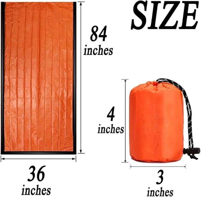 Emergency Sleeping Bag, 84"X36" Waterproof Survival Emergency Sleeping Bags for Survival, Pocket Size Survival Blanket, Thermal Bivy Sack for Outdoor Camping, Hiking