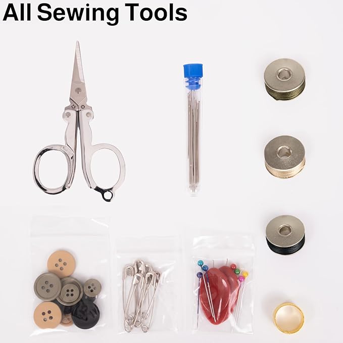 Military Sewing Kit, Marine Corps Deluxe Survival Sew Kit for Men or Women, Mini Repair Sewing Tools with Zipper in Durable Nylon Case, Portable for on The Field Use, Army Button Sewing Kit (Multi)