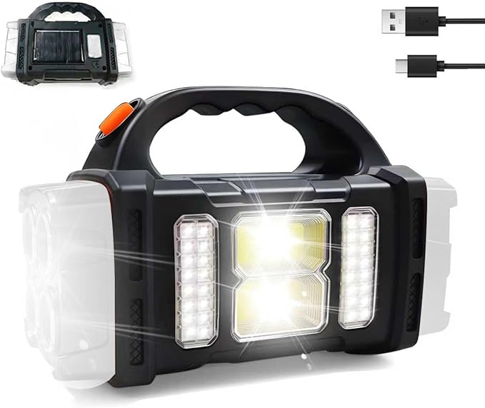 Versatile Solar Flashlight with Dual Charging Modes | 4 Light Modes USB/Solar Powered| Portable Emergency Charger & Outdoor Camping Light (Silver)