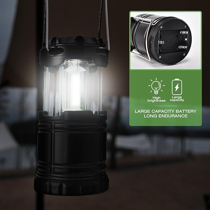 KPKJOO Lantern Collapsible Camping Light, Battery Operated Lanterns LED Super Bright for Power Outages Indoor Emergency Outdoor Camping Hiking Kit (6, COB)