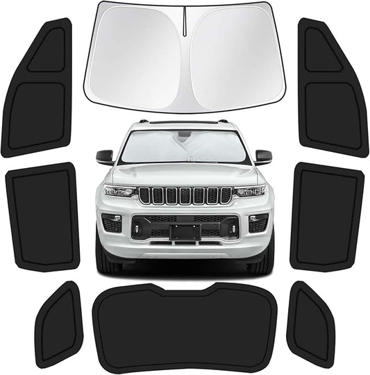 for Jeep Grand Cherokee 2011-2021 Car Window Shades, 8pcs Privacy Sun Shade Set for Front Windshield Side and Rear Windows, Full Window Covers Keeps Vehicle Cool for Camping Napping