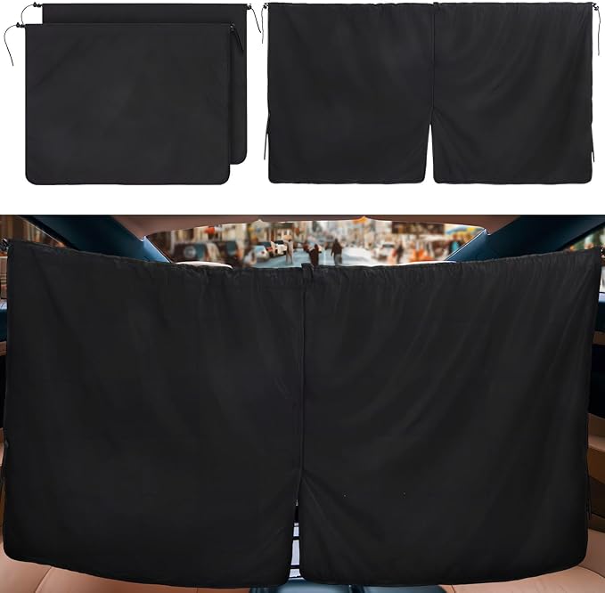 GLEAVI 3 Pcs Car Privacy Curtains: Car Window Shades - 95% Light Blocking Sunshades for SUV Truck Window Covers for Sleeping Camping Travel
